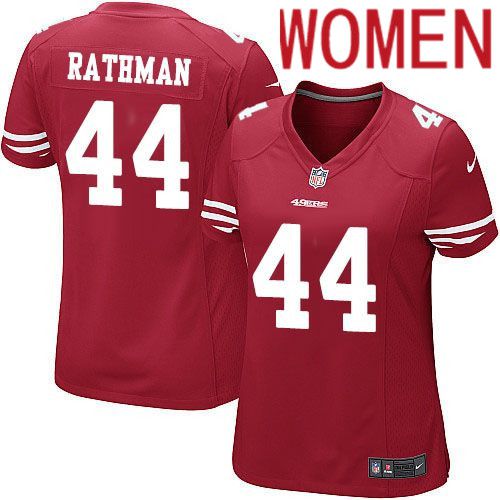 Women San Francisco 49ers #44 Tom Rathman Nike Scarlet Game Player NFL Jersey->women nfl jersey->Women Jersey